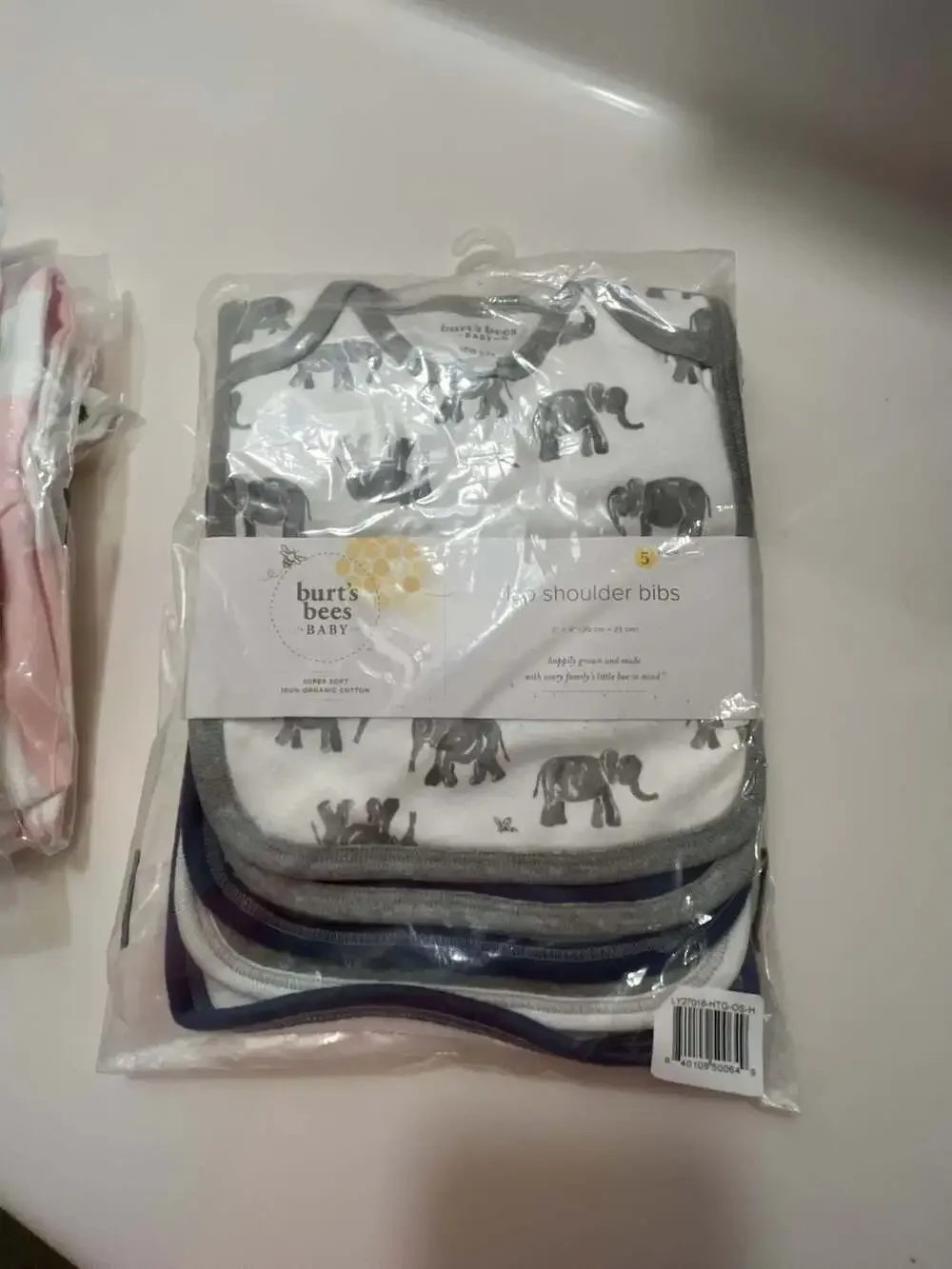 Burt's Bees Baby Organic Cotton Lap Shoulder Bibs, Wandering Elephants, 5-Pack